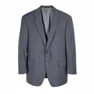 Jos A Bank Wool Blazer 54 Reg Gray Herringbone Regal Fit Flap Pockets 2 Button